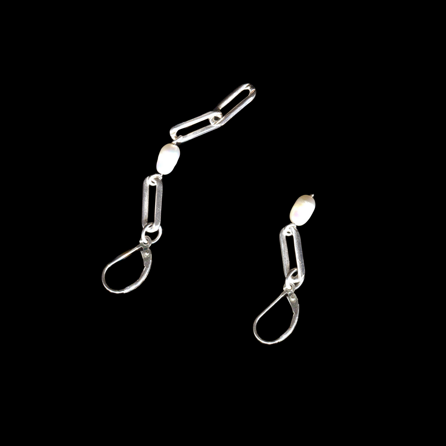 925 sterling silver chain drop earrings with cultured pearls handcrafted | KILLA