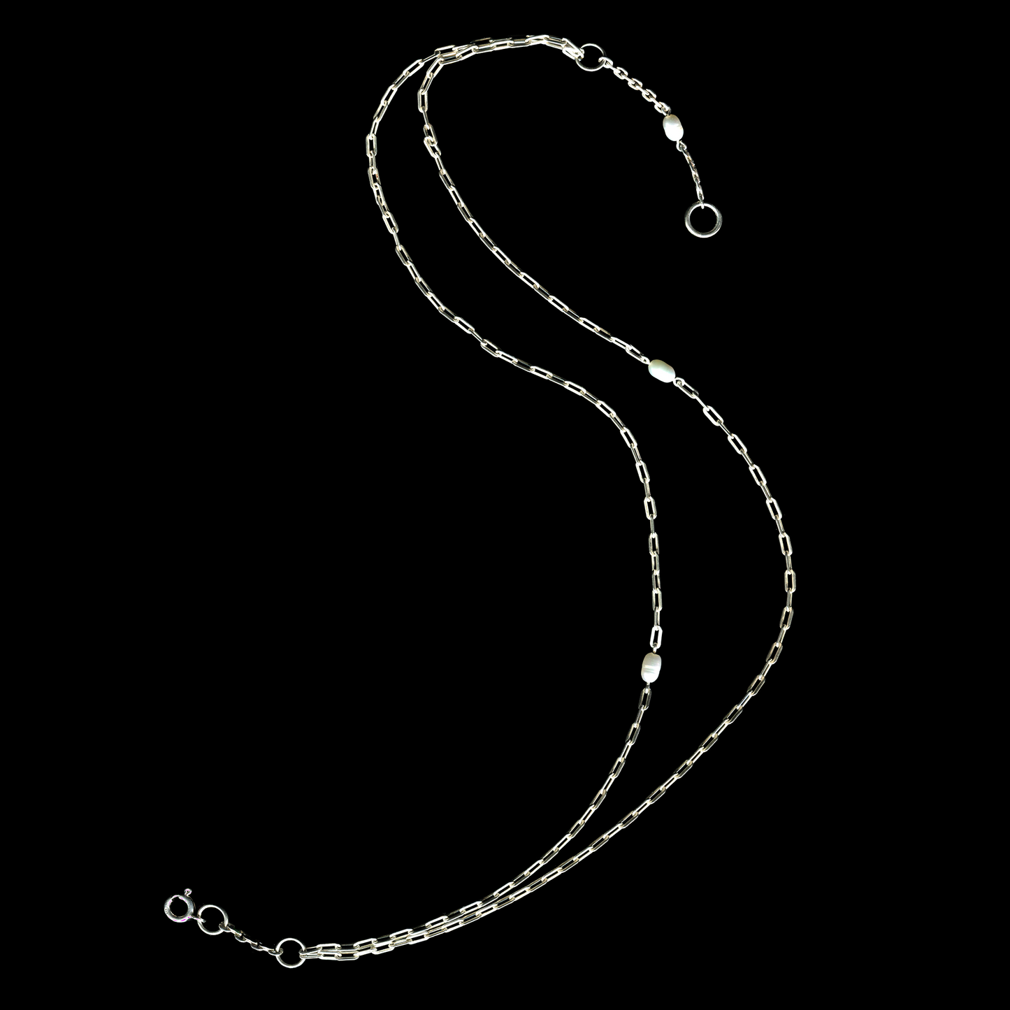 Long 925 sterling silver necklace with cultured pearls handmade | KILLA