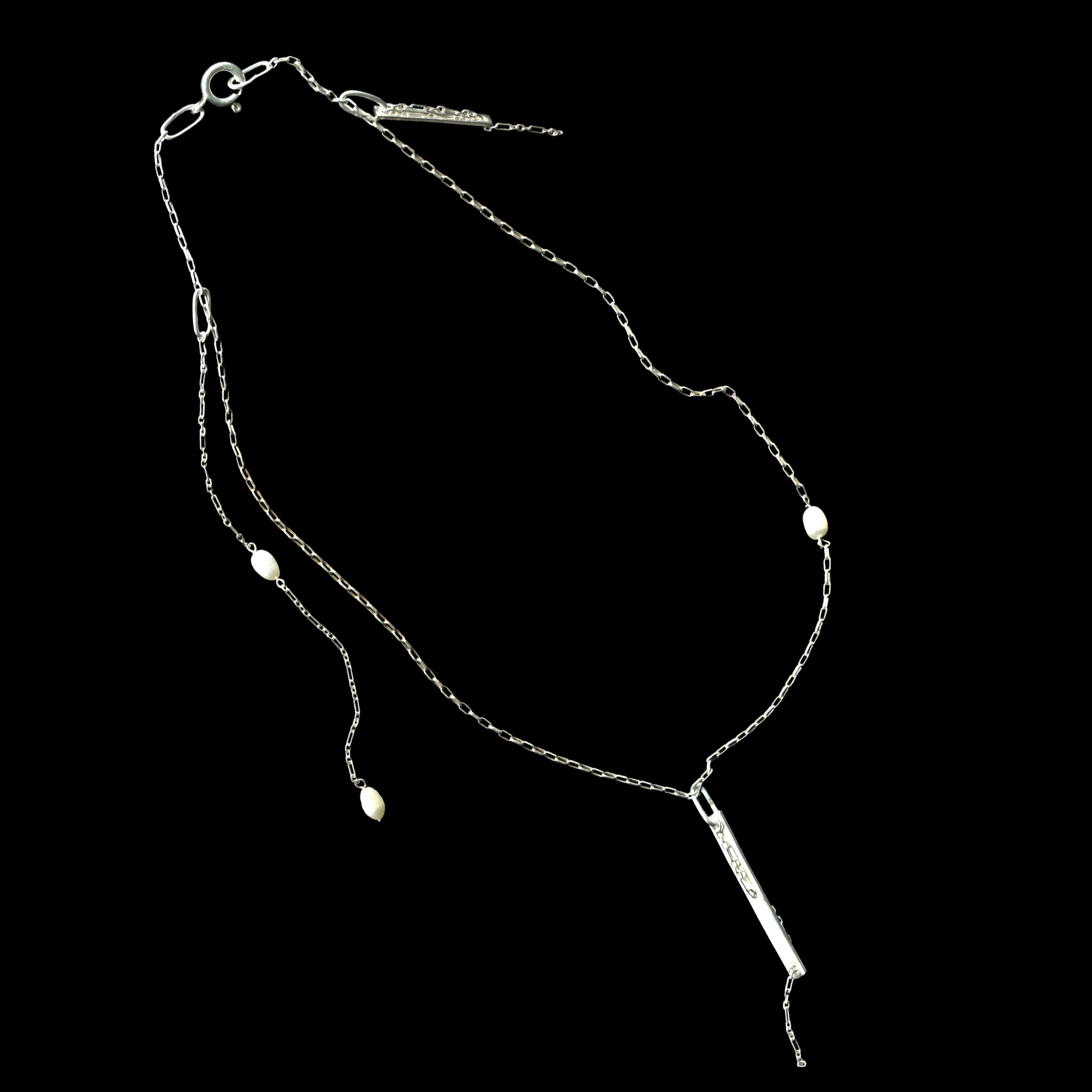 Handmade 925 sterling silver chain necklace with cultured pearls | KILLA