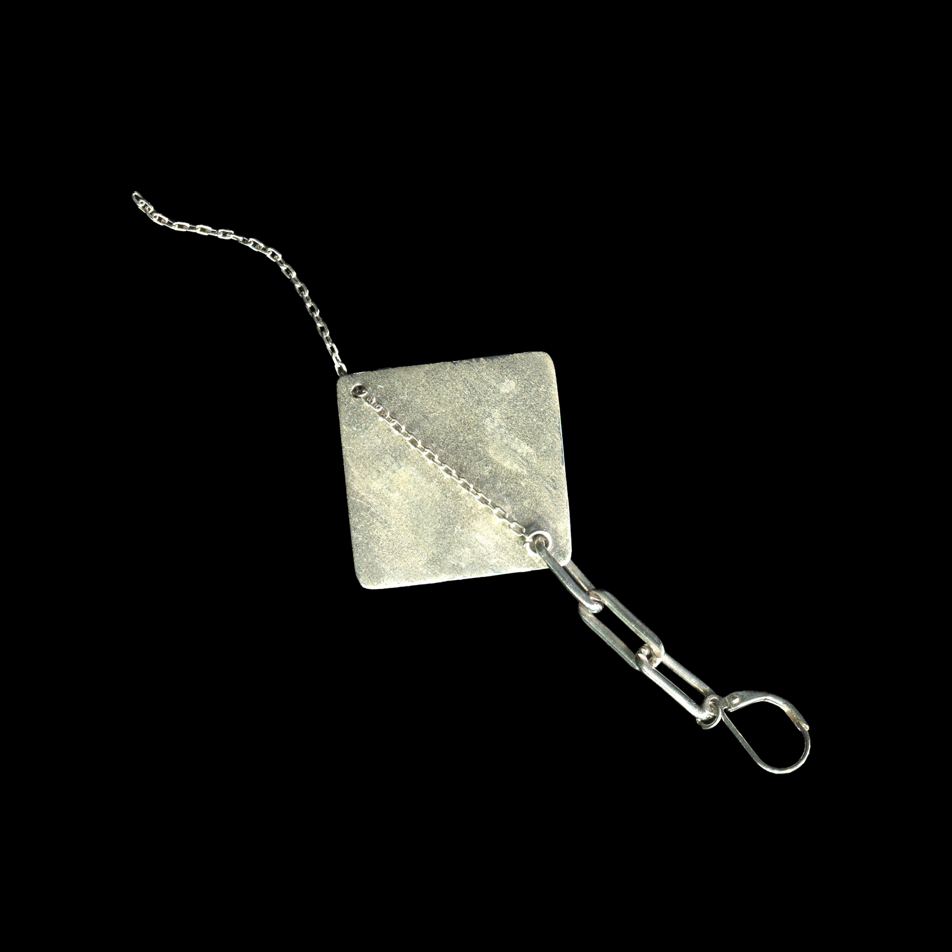 925 sterling silver mismatched earrings square stud and chain dangle handcrafted | KILLA