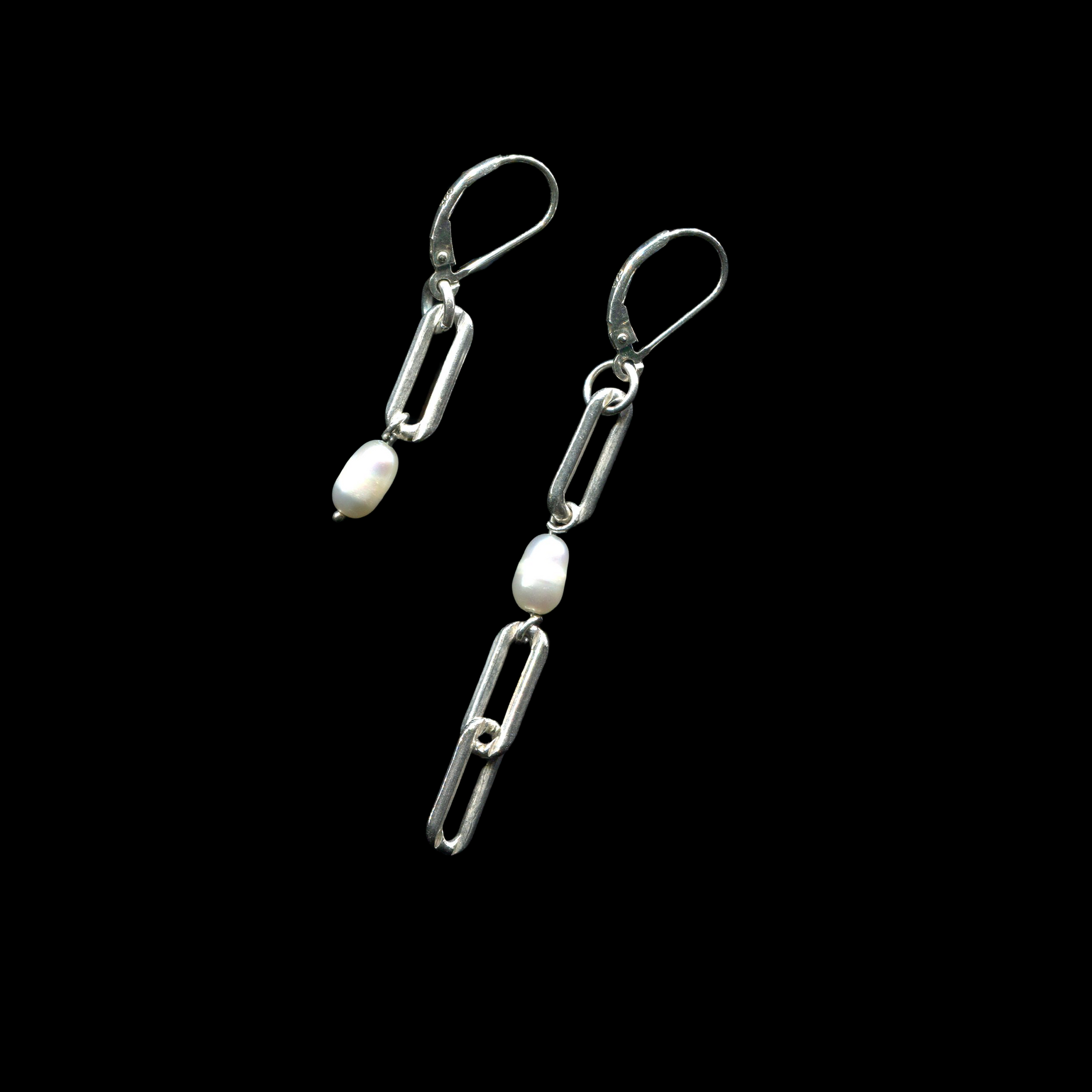 925 sterling silver chain drop earrings with cultured pearls handcrafted | KILLA