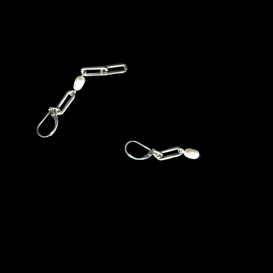 925 sterling silver chain drop earrings with cultured pearls handcrafted | KILLA