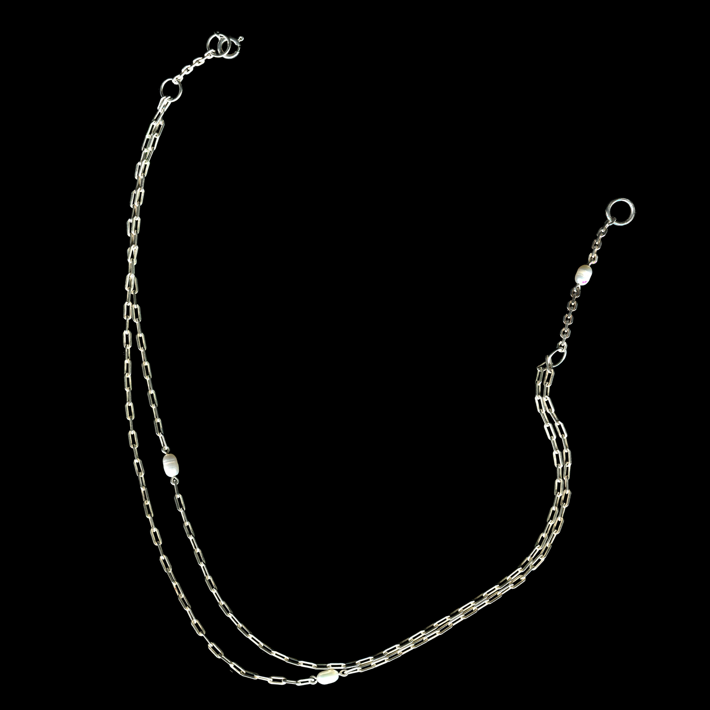 Long 925 sterling silver necklace with cultured pearls handmade | KILLA
