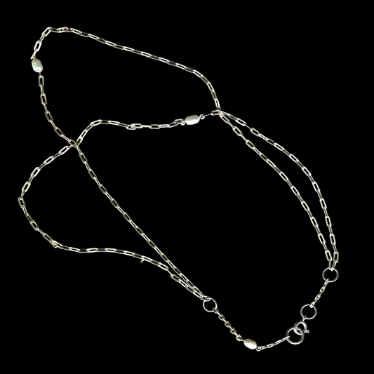Long 925 sterling silver necklace with cultured pearls handmade | KILLA
