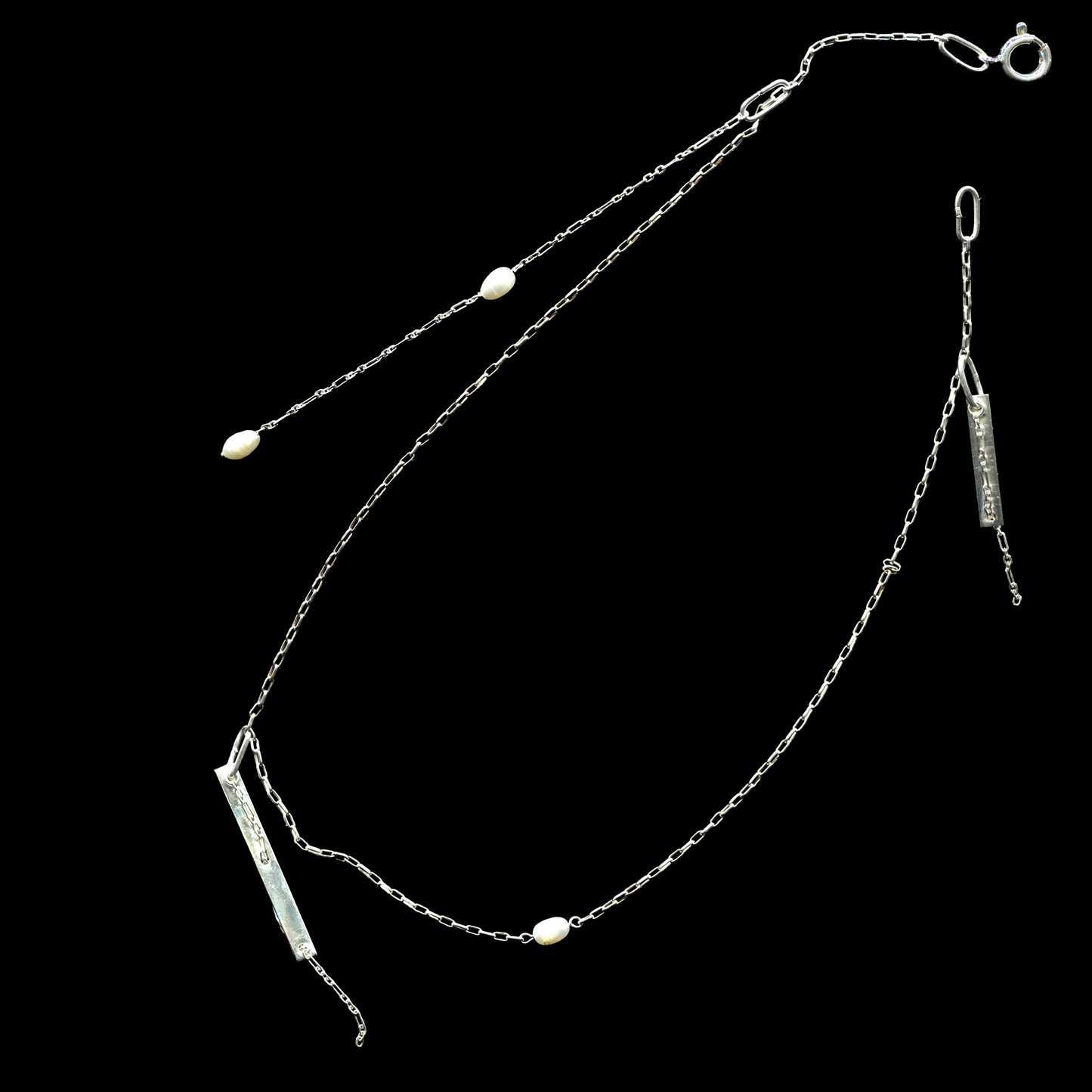 Handmade 925 sterling silver chain necklace with cultured pearls | KILLA